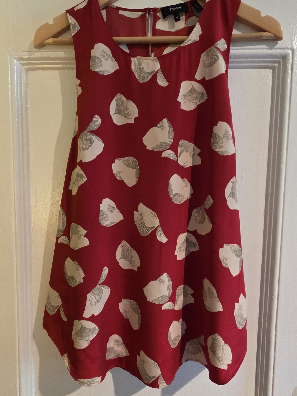 Theory Cranberry Red Floral A-Line Skirt